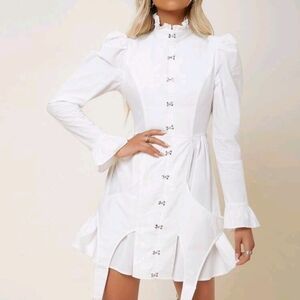 dress white puff sleeve